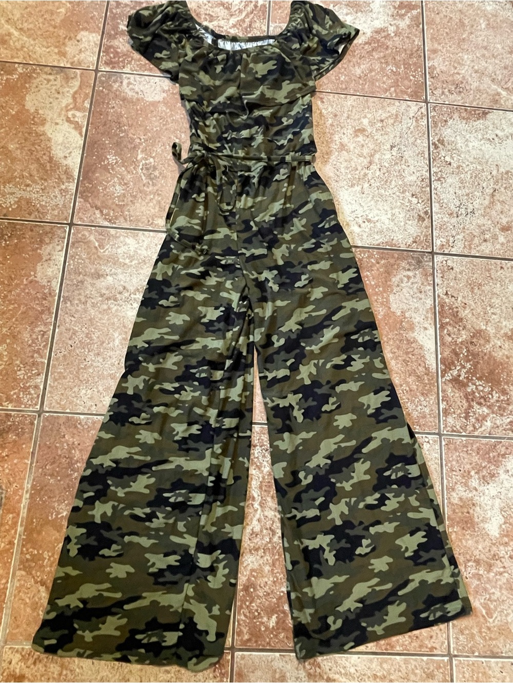Eye Candy Camo XL Wide-Leg Jumpsuit Short Sleeve